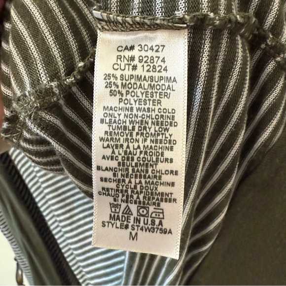 Splendid Olive Green Striped Flyaway Open Shawl Cardigan Women’s Size Medium - Picture 7 of 8